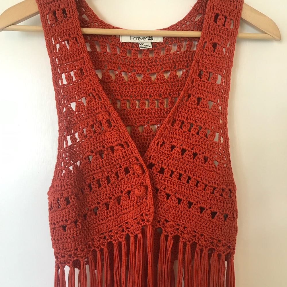 Forever 21 Boho Fringe Button Vest - Picture 3 of 8